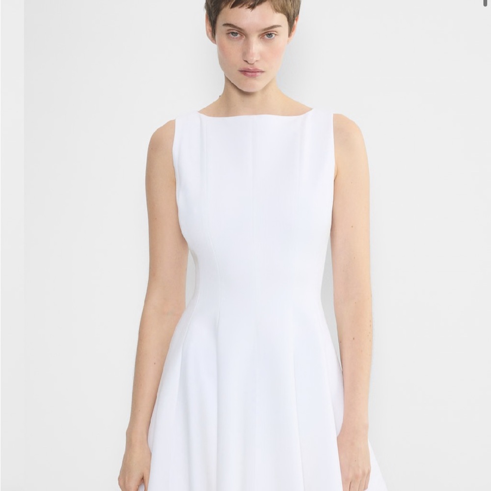 Aritzia White Pleated Skater Dress